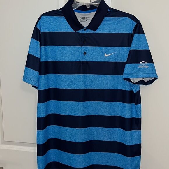 Stonebridge UK Blue 2 tone stripe Nike Dri Fit SS Golf Polo Shirt-L Standard Fit - Picture 2 of 5